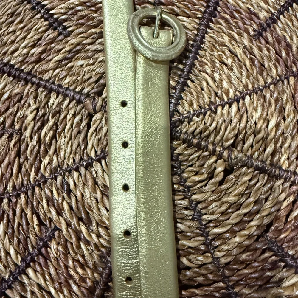 Lauren Ralph Lauren Gold Shimmer Leather Belt L Western‎ Glam 42”
